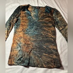 Tie-Dye Long Sleeve Top with Studded Details